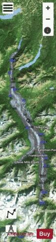 Chilko Lake depth contour Map - i-Boating App - Satellite