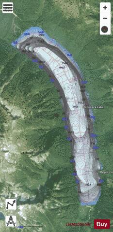 Chilliwack Lake depth contour Map - i-Boating App - Satellite
