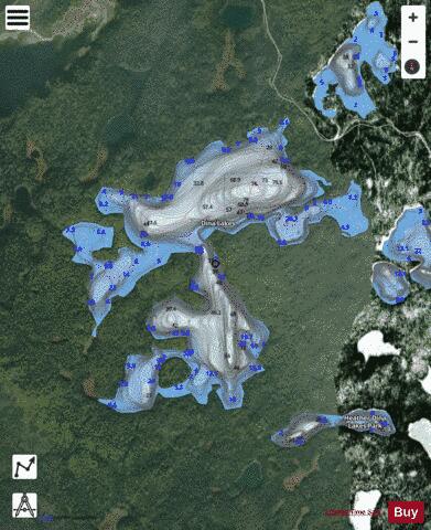 Dina Lakes depth contour Map - i-Boating App - Satellite