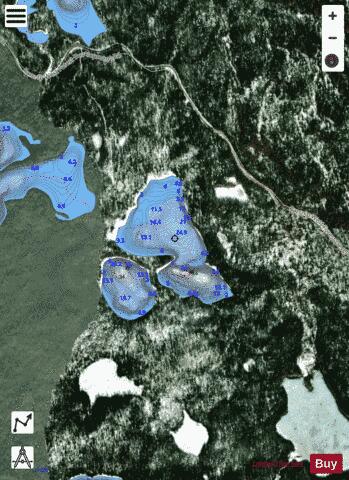 Dina Lakes (#3) depth contour Map - i-Boating App - Satellite