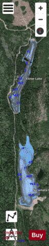 Naramata Lake + Elinor Lake depth contour Map - i-Boating App - Satellite