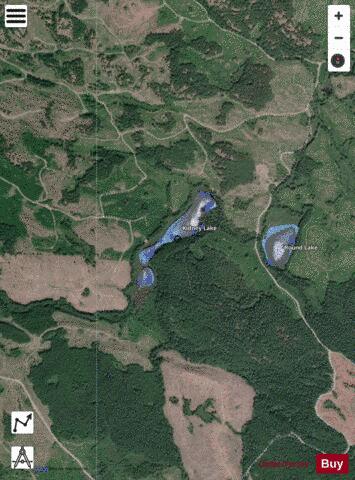 Kidney Lake depth contour Map - i-Boating App - Satellite