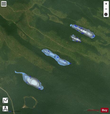 Kinuseo Lakes depth contour Map - i-Boating App - Satellite