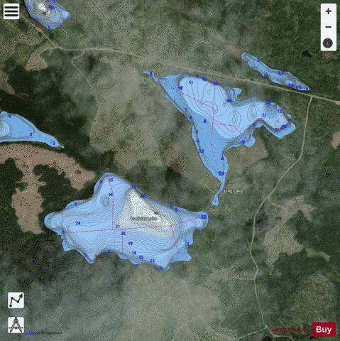 Packrat Lake + Ling Lake depth contour Map - i-Boating App - Satellite