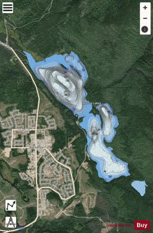 Morfee Lakes depth contour Map - i-Boating App - Satellite