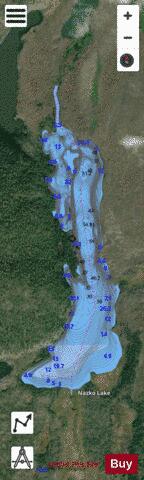 Nazko Lake depth contour Map - i-Boating App - Satellite