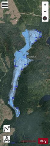 Needle Lake depth contour Map - i-Boating App - Satellite