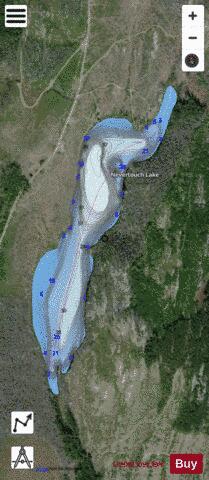 Nevertouch Lake depth contour Map - i-Boating App - Satellite