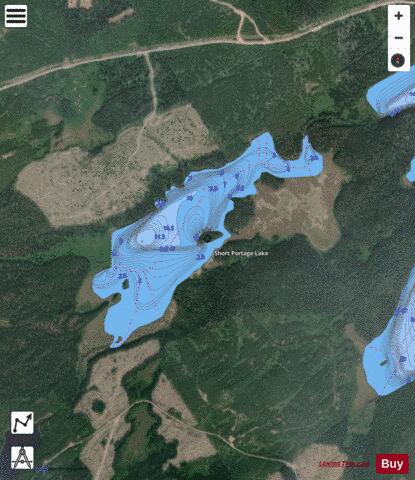 Short Portage Lake depth contour Map - i-Boating App - Satellite