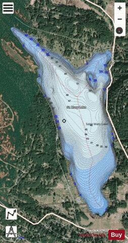 St Mary Lake depth contour Map - i-Boating App - Satellite