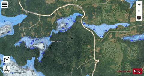 Stack Lakes depth contour Map - i-Boating App - Satellite