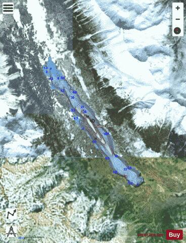 Sustut Lake depth contour Map - i-Boating App - Satellite