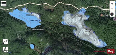Waugh Lake depth contour Map - i-Boating App - Satellite