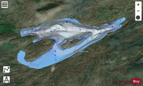 Yellow Moose Lake depth contour Map - i-Boating App - Satellite
