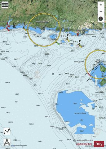 Sydney to Saint-Pierre Marine Chart - Nautical Charts App - Satellite