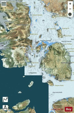 Crozier Strait and/et Pullen Strait Marine Chart - Nautical Charts App - Satellite