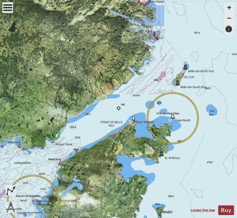 Strait of Belle Isle Marine Chart - Nautical Charts App - Satellite