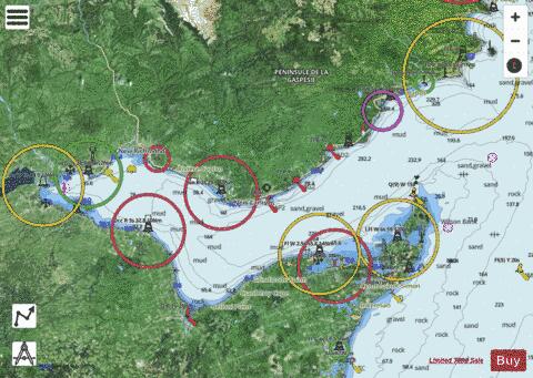 Baie des Chaleurs / Chaleur Bay Marine Chart - Nautical Charts App - Satellite