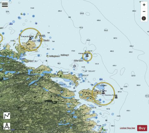 Domino Point to Cape North Marine Chart - Nautical Charts App - Satellite