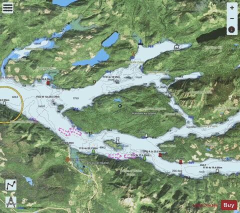 Johnstone Strait, Race Passage and\et Current Passage Marine Chart - Nautical Charts App - Satellite