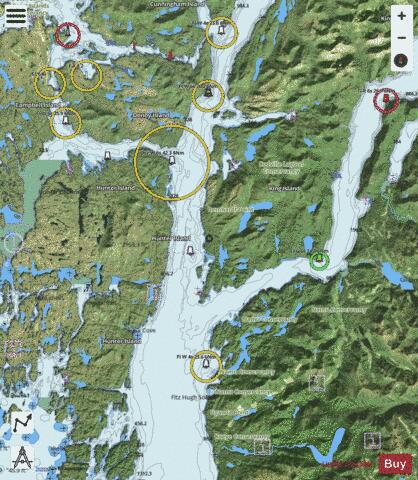 Fitz Hugh Channel to Lama Passage Marine Chart - Nautical Charts App - Satellite