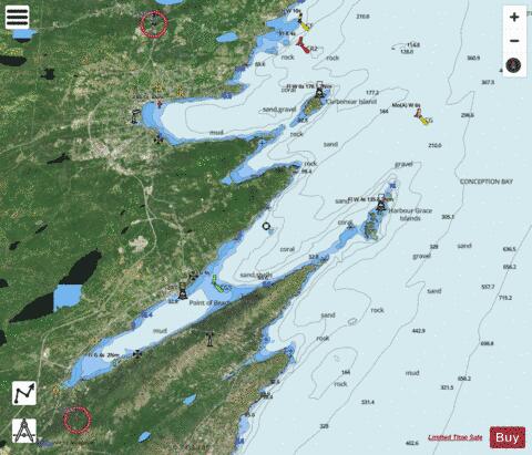 Harbour Grace and/et Carbonear Marine Chart - Nautical Charts App - Satellite