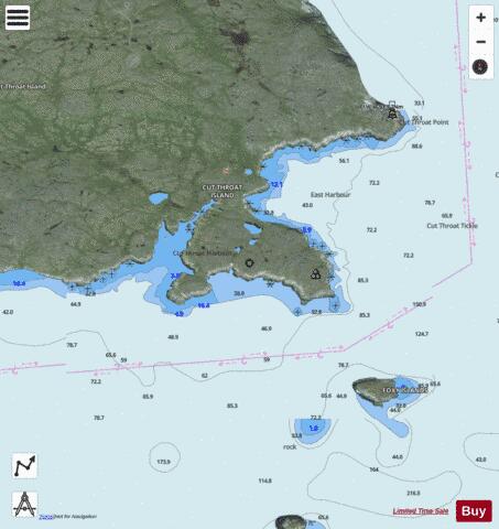 Cut Throat Harbour and/et East Harbour Marine Chart - Nautical Charts App - Satellite