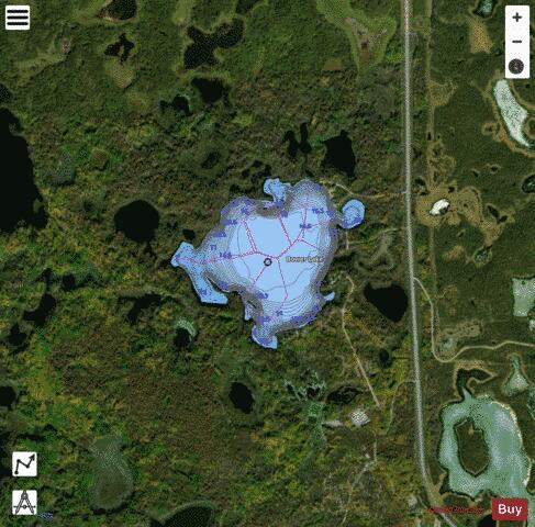 Bower Lake depth contour Map - i-Boating App - Satellite
