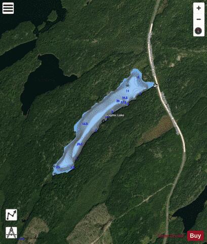Graphic Lake depth contour Map - i-Boating App - Satellite