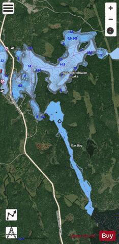 Kakabikitchiwan Lake depth contour Map - i-Boating App - Satellite