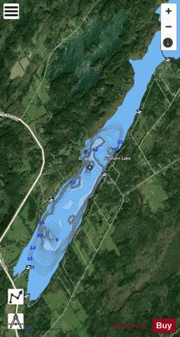 Graham Lake depth contour Map - i-Boating App - Satellite
