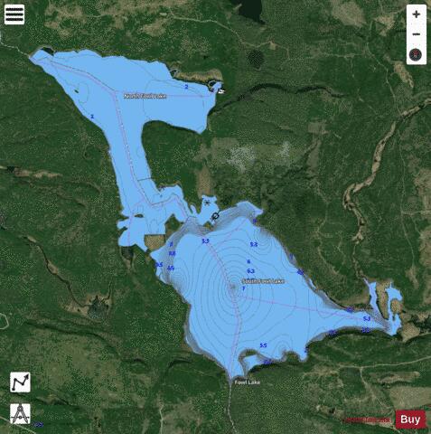 North Fowl Lake depth contour Map - i-Boating App - Satellite