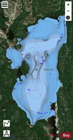 Hazen Lake depth contour Map - i-Boating App - Satellite