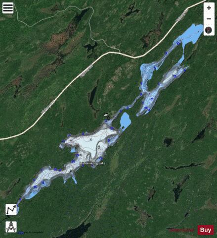 Mahzenazing Lake depth contour Map - i-Boating App - Satellite