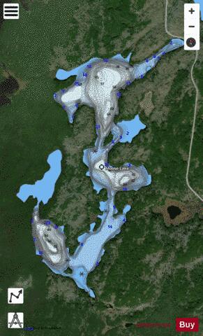 Moose Lake depth contour Map - i-Boating App - Satellite