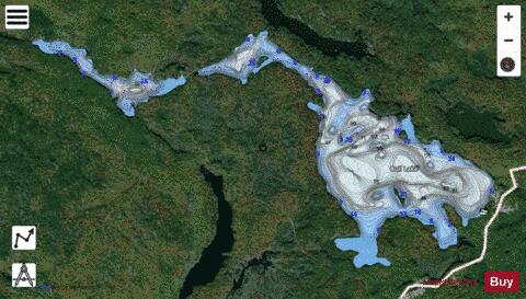 East Bull Lake + Little Bull Lake depth contour Map - i-Boating App - Satellite