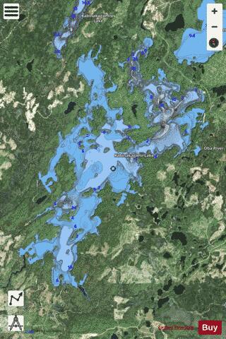 Kabinakagami Lake depth contour Map - i-Boating App - Satellite