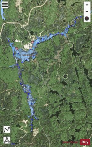 Minisinakwa Lake + Pensyl Creek depth contour Map - i-Boating App - Satellite