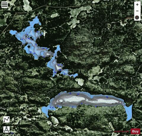 Chase Lake + Parker Lake depth contour Map - i-Boating App - Satellite