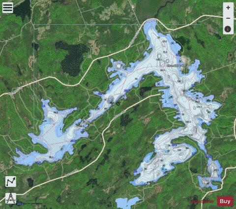Chandos Lake depth contour Map - i-Boating App - Satellite