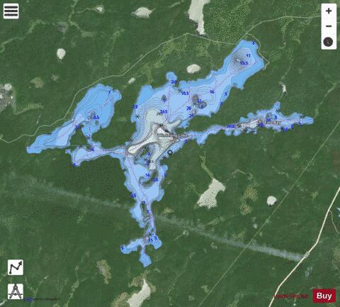 Wintering Lake depth contour Map - i-Boating App - Satellite