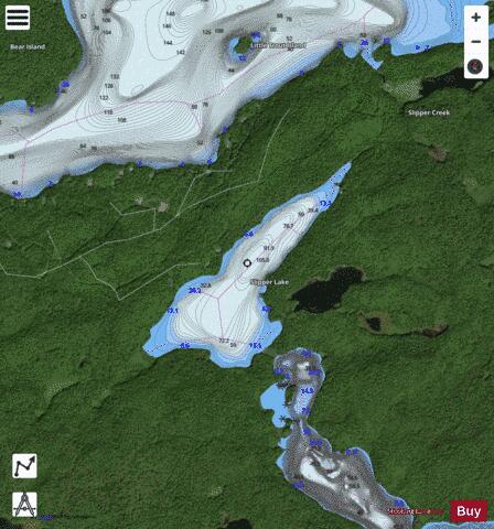 Slipper Lake depth contour Map - i-Boating App - Satellite