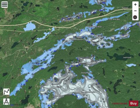 Upper Shebandowan Lake depth contour Map - i-Boating App - Satellite