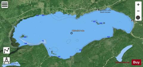 Whitefish Lake depth contour Map - i-Boating App - Satellite