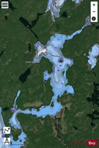 Lower Prairie Bee Lake depth contour Map - i-Boating App - Satellite