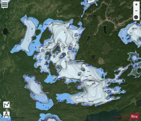 Shingwak Lake depth contour Map - i-Boating App - Satellite
