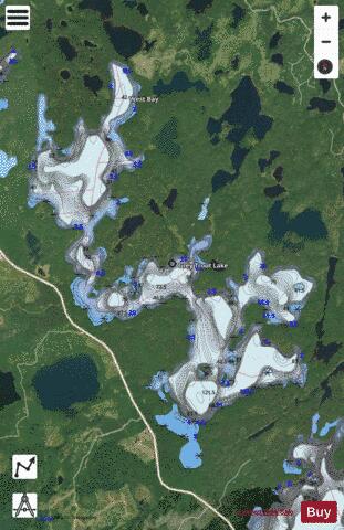 Grey Trout Lake depth contour Map - i-Boating App - Satellite