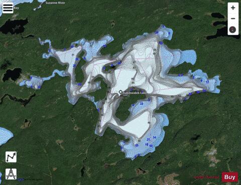 Kabikwabik Lake depth contour Map - i-Boating App - Satellite