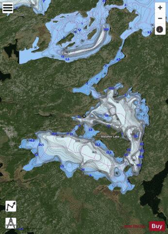 Malaher Lake depth contour Map - i-Boating App - Satellite