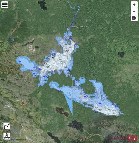 Setting Net Lake depth contour Map - i-Boating App - Satellite